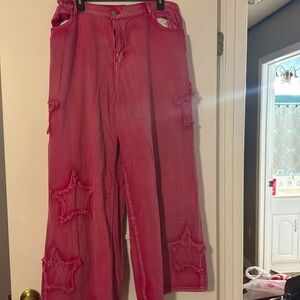 Size 2XL pink wide leg jeans